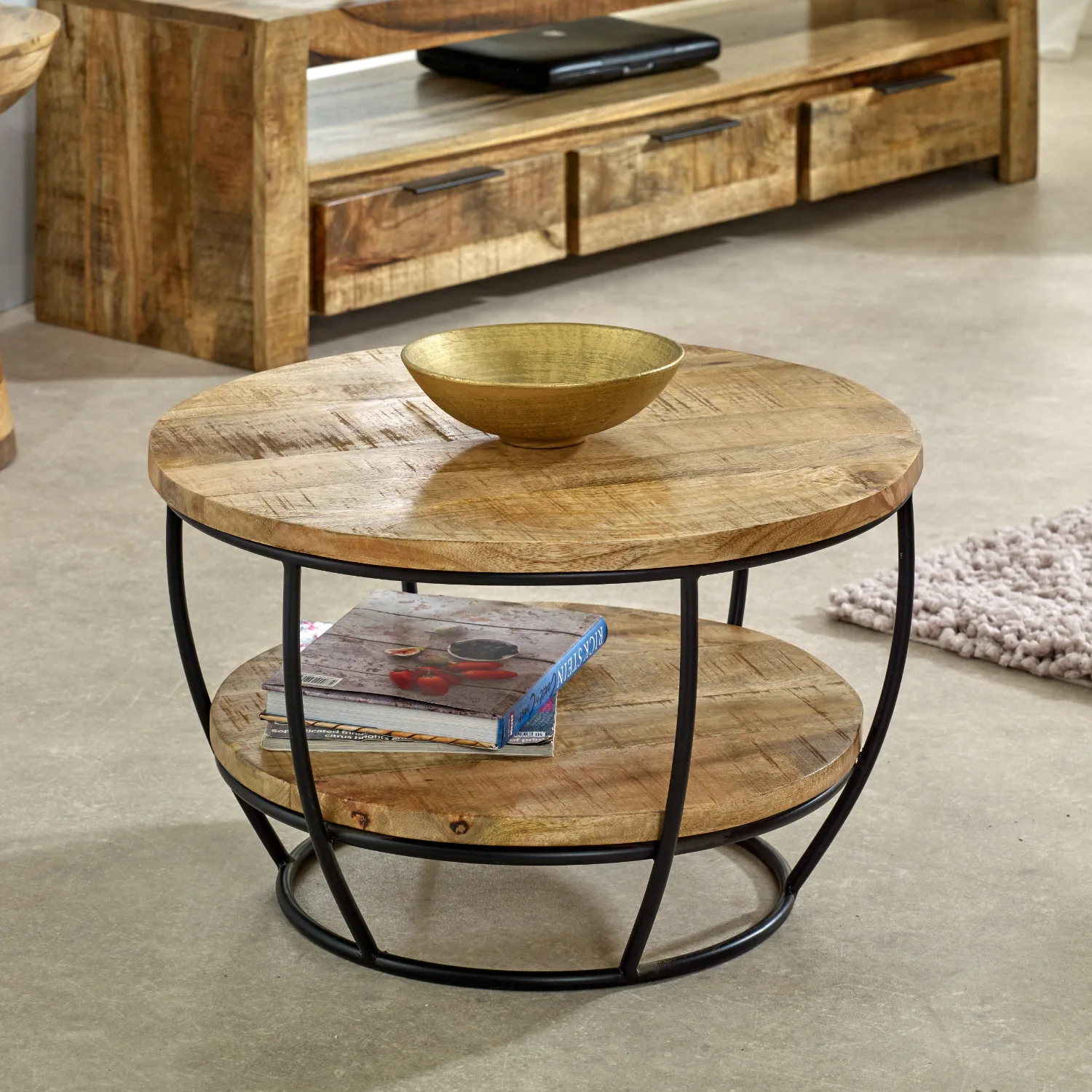 Industrial Iron Wooden Coffee Table
