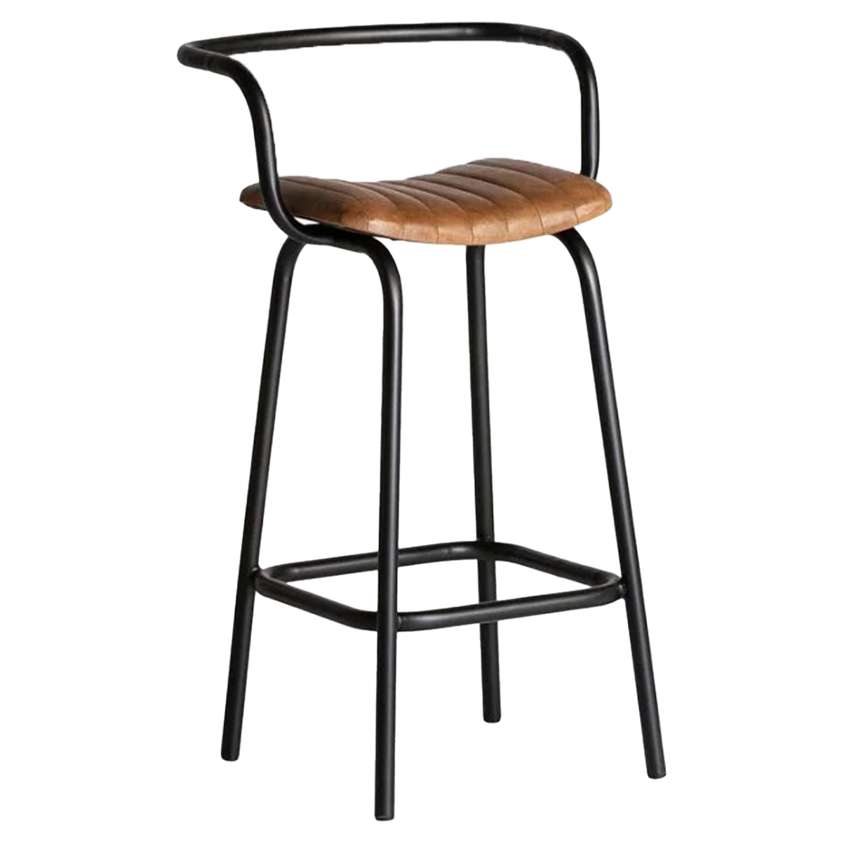 Leather Seat Brown Vintage Bar Stool