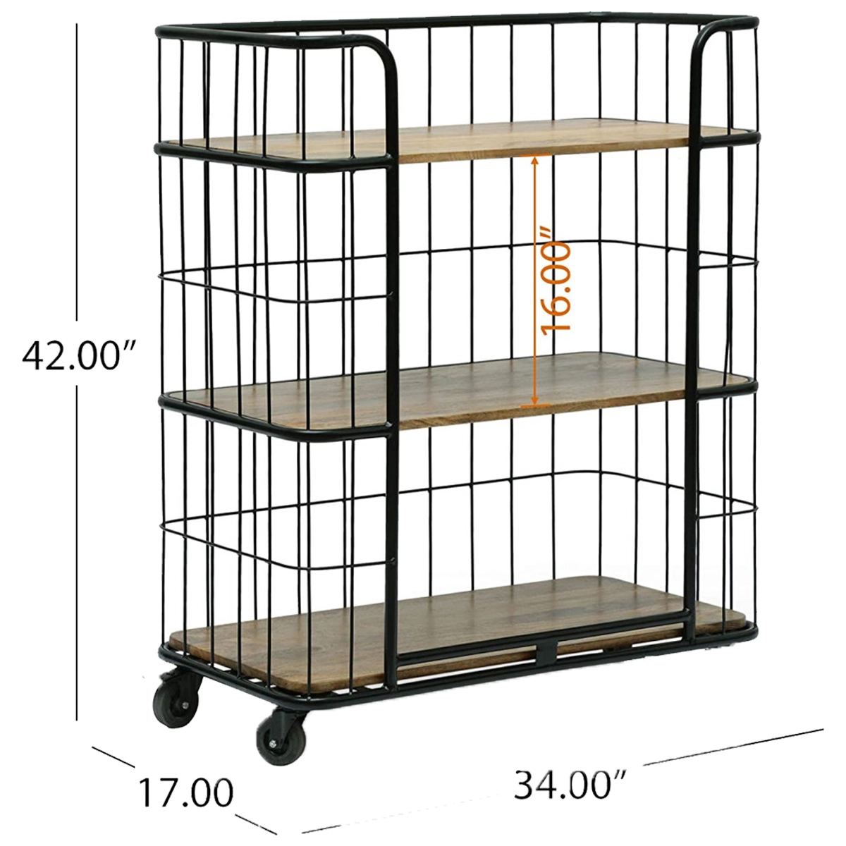Rustic Wood And Metal Rolling Bar Cart